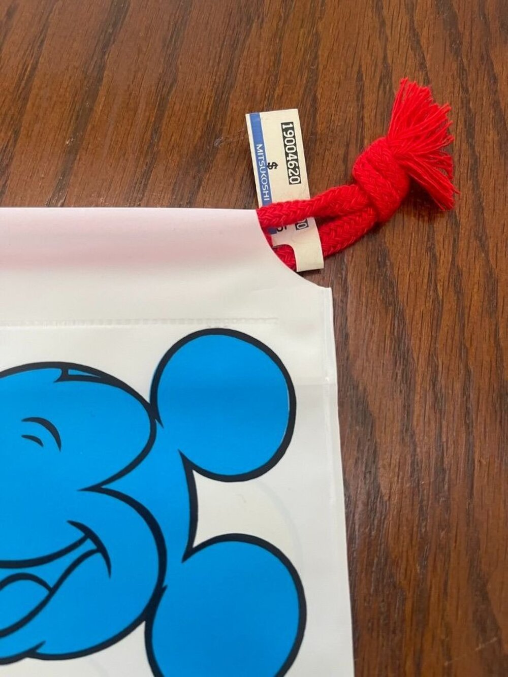 Vintage Mickey Mouse Drawstring Bag Lucky Corporation Japan NOS Soft Matte Vinyl - Picture 5 of 7